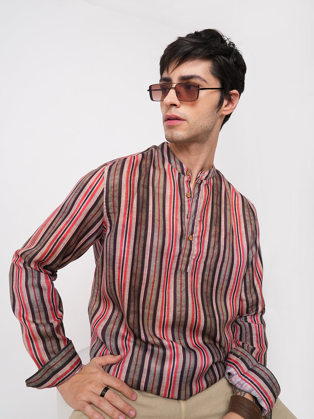Contemporary Striped Multicolour Kurta
