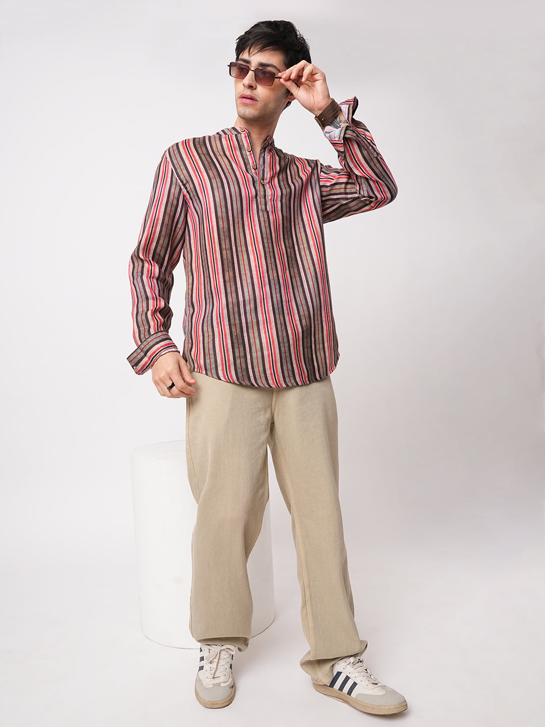 Contemporary Striped Multicolour Kurta