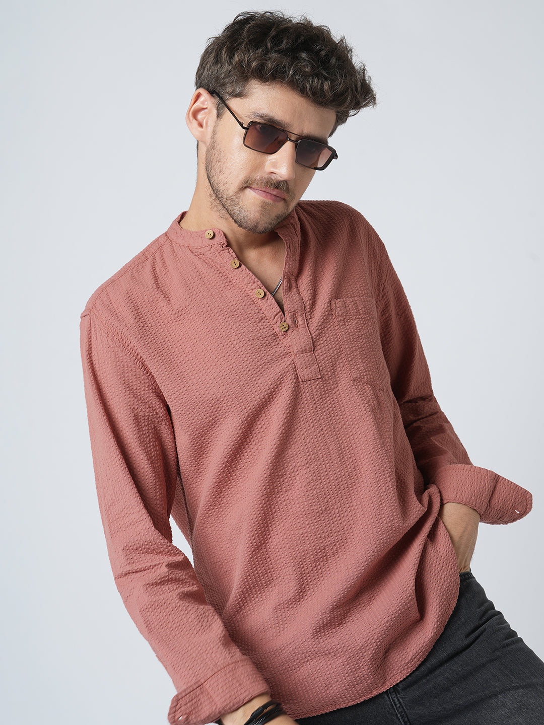 Timeless Coral Seersucker Kurta