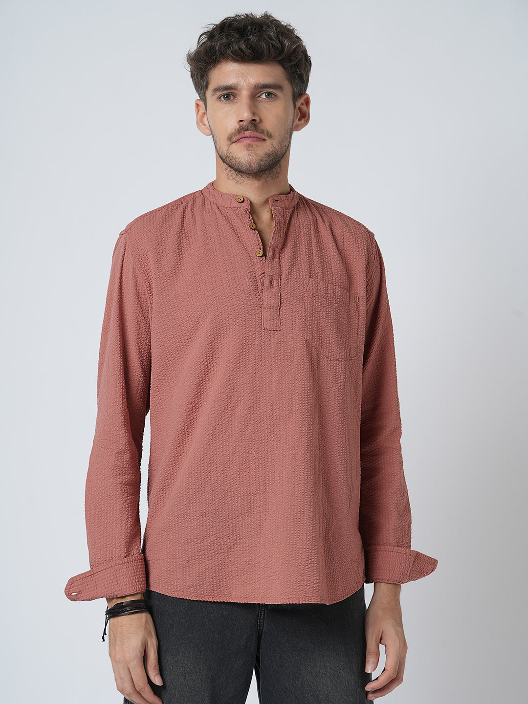 Timeless Coral Seersucker Kurta