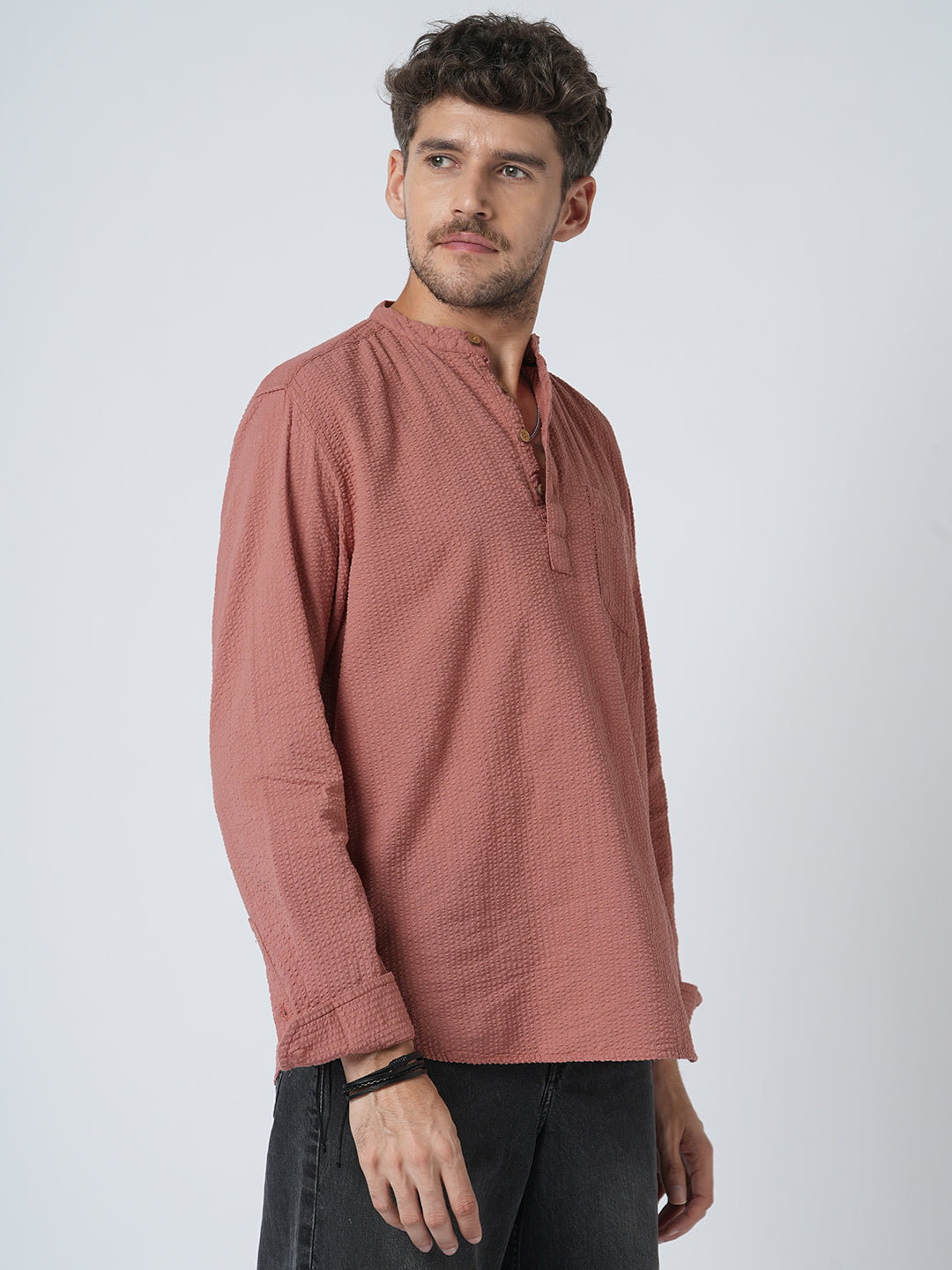 Timeless Coral Seersucker Kurta