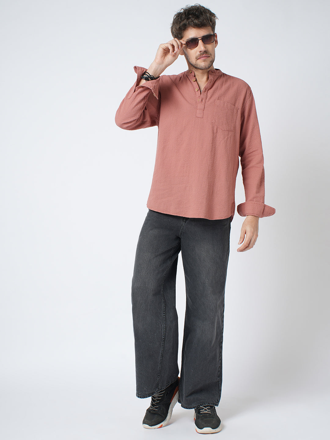 Timeless Coral Seersucker Kurta