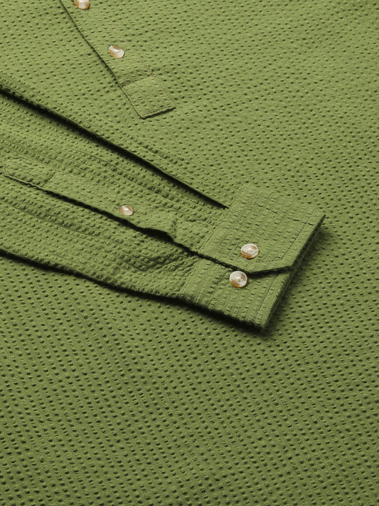 Basil Green Seersucker Kurta