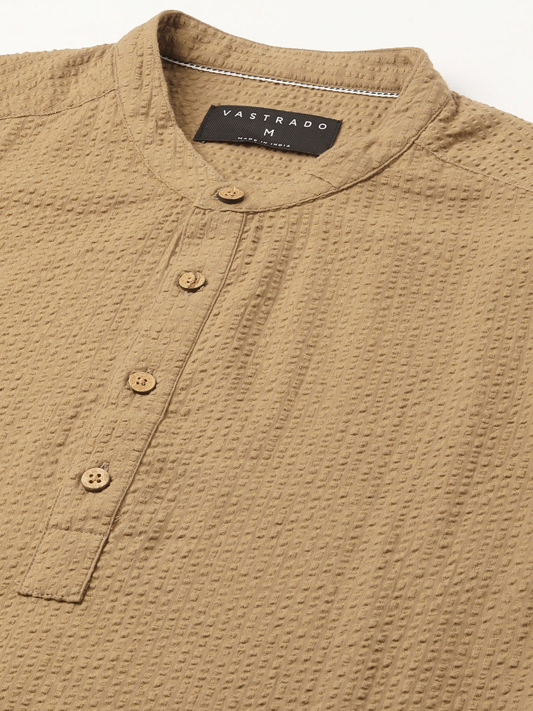 Peanut Brown Seersucker Kurta