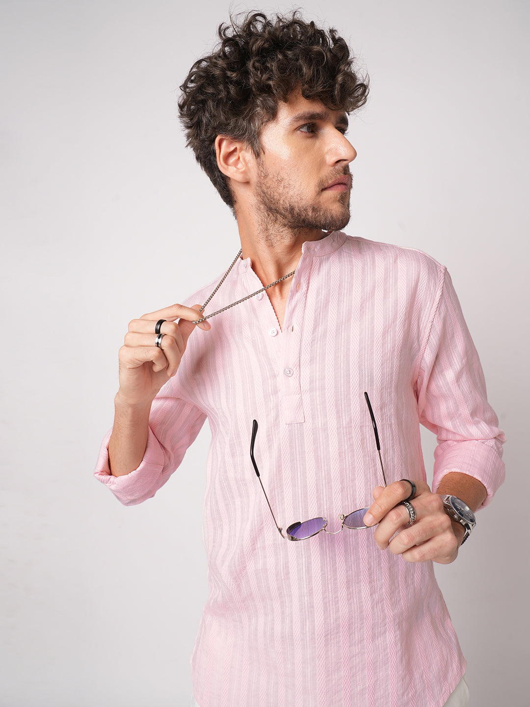 Pastel Pink Summer Grace Stripe Kurta