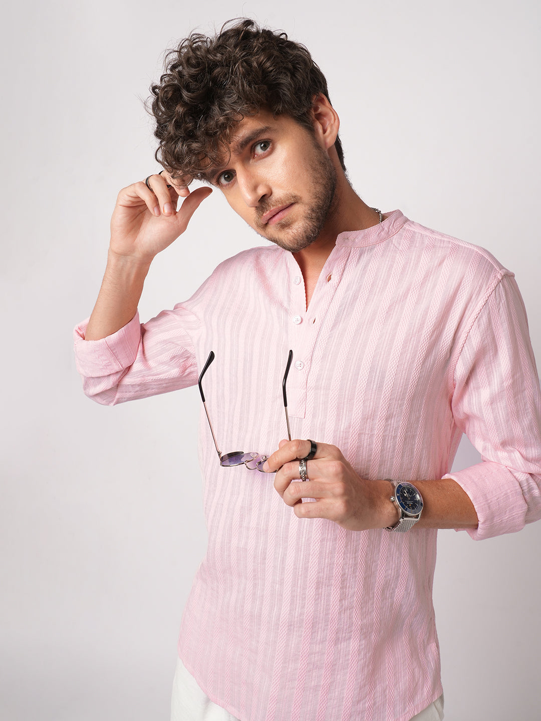 Pastel Pink Summer Grace Stripe Kurta