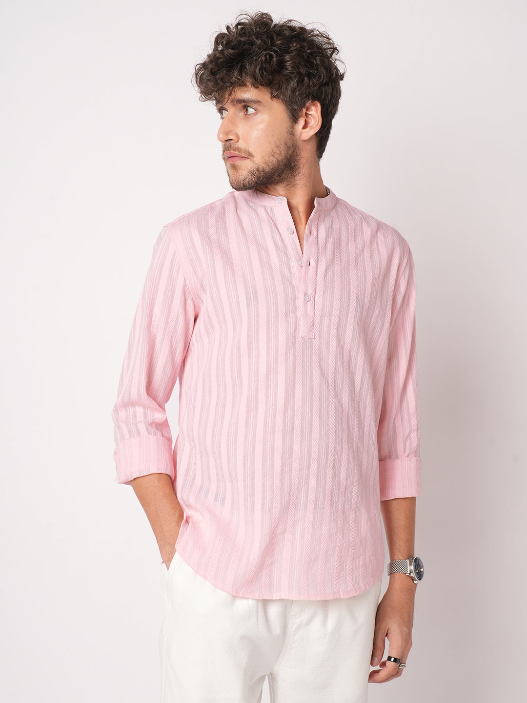 Pastel Pink Summer Grace Stripe Kurta
