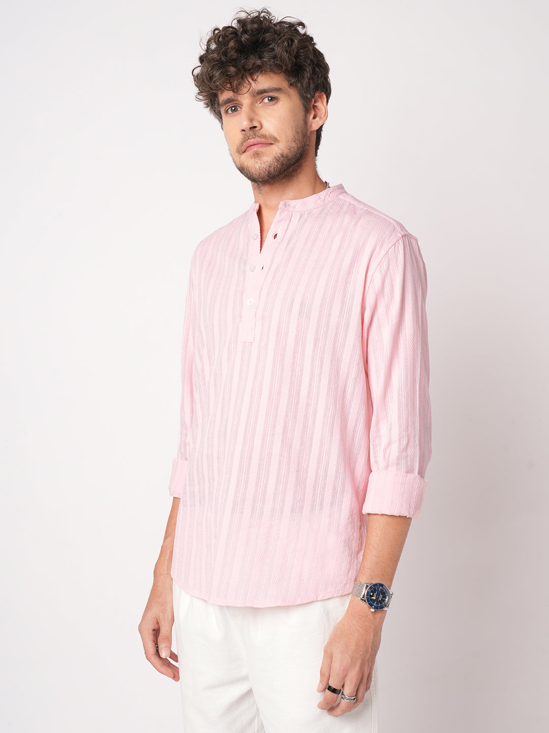Pastel Pink Summer Grace Stripe Kurta