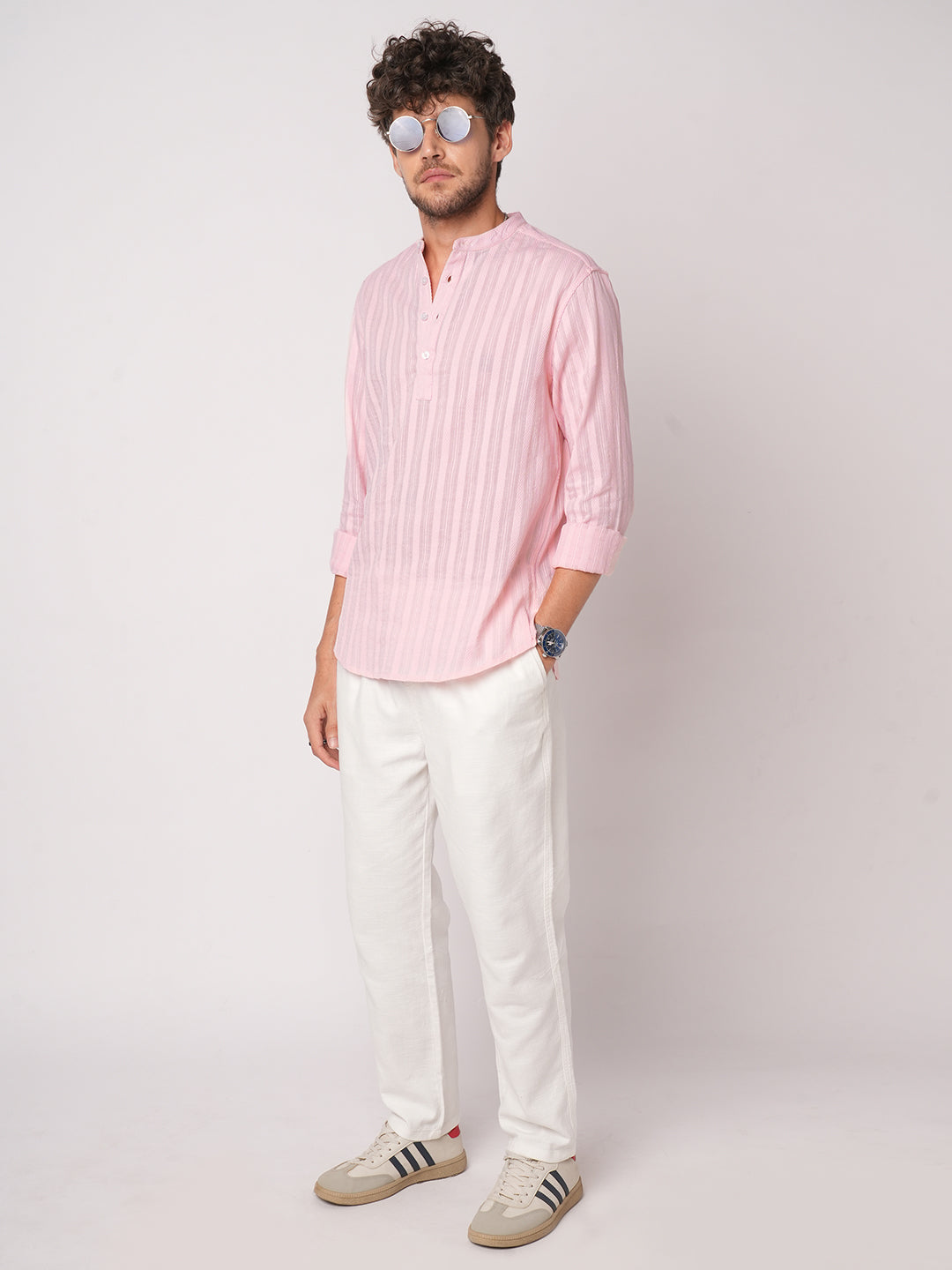 Pastel Pink Summer Grace Stripe Kurta