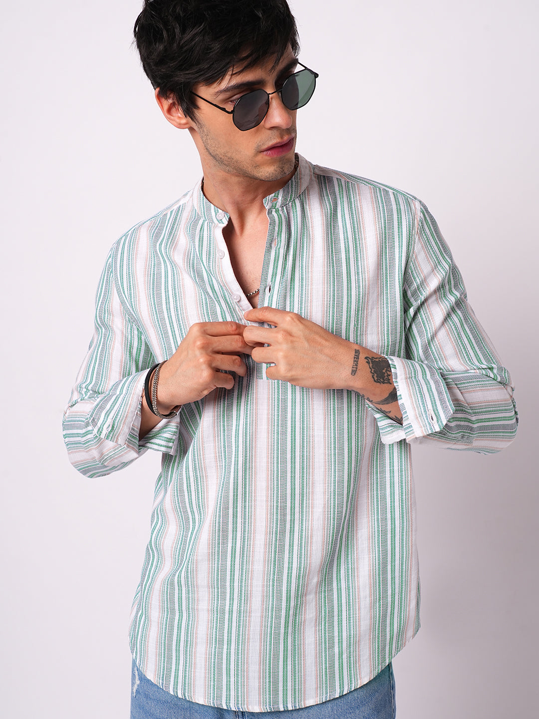 Retro Shoreline Azure Blue Kurta
