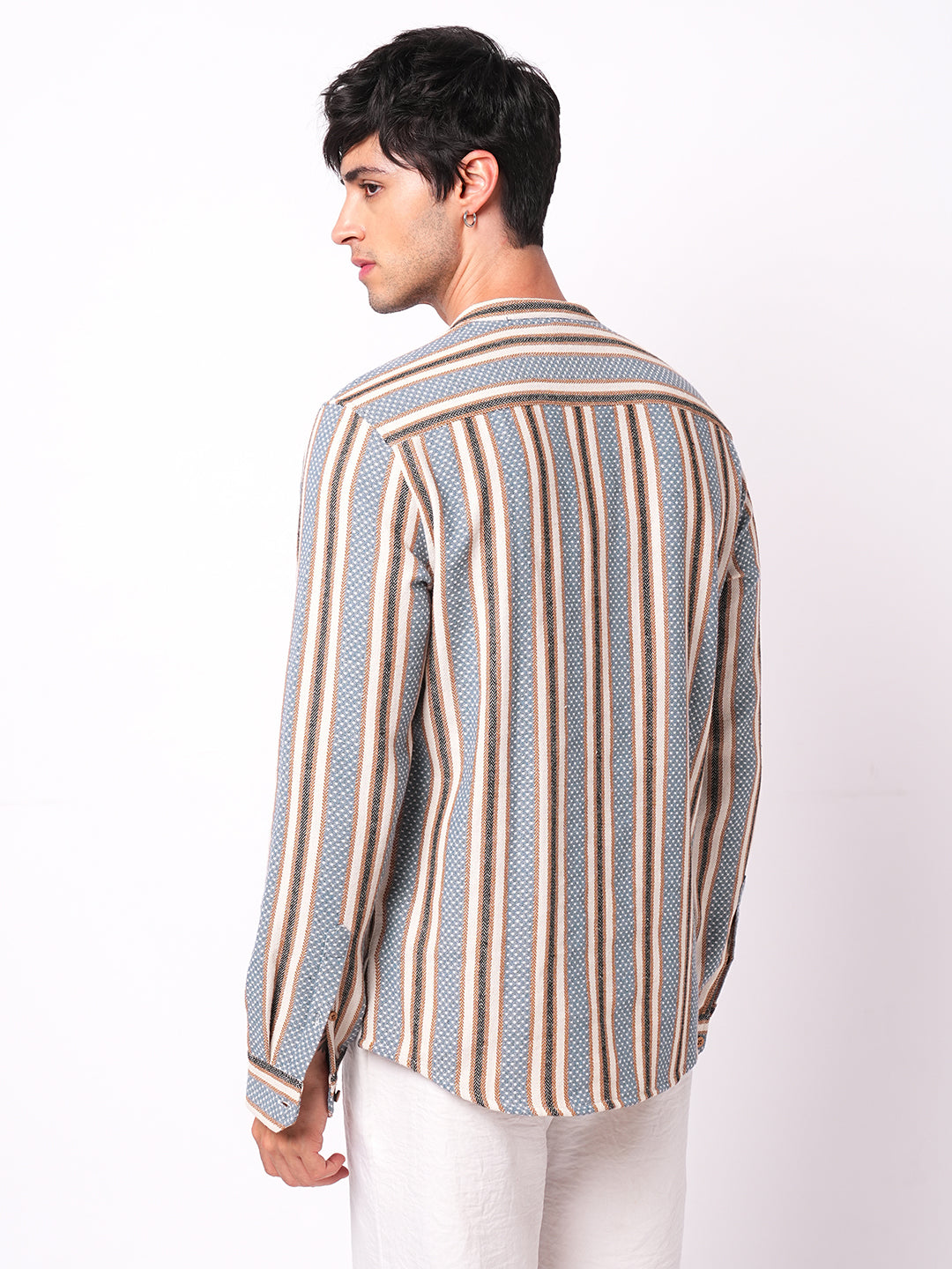 Folk Weave Bluey Boho Stripes Fusion Kurta