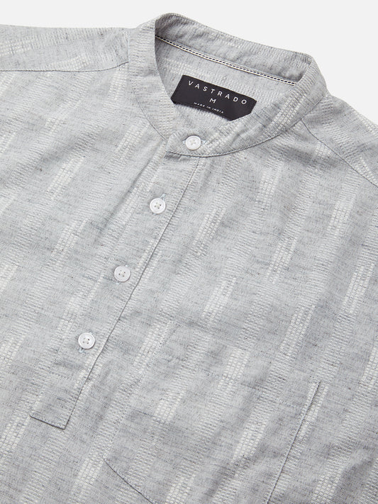 Ash Grey Linear Textured Kurta