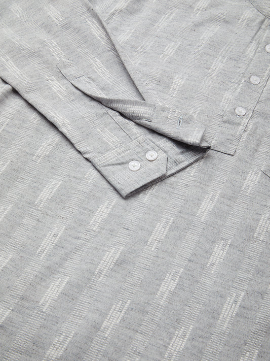 Ash Grey Linear Textured Kurta