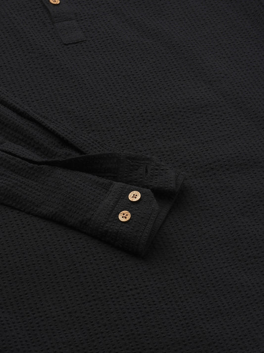 Ash Pinbar Black Seersucker Kurta