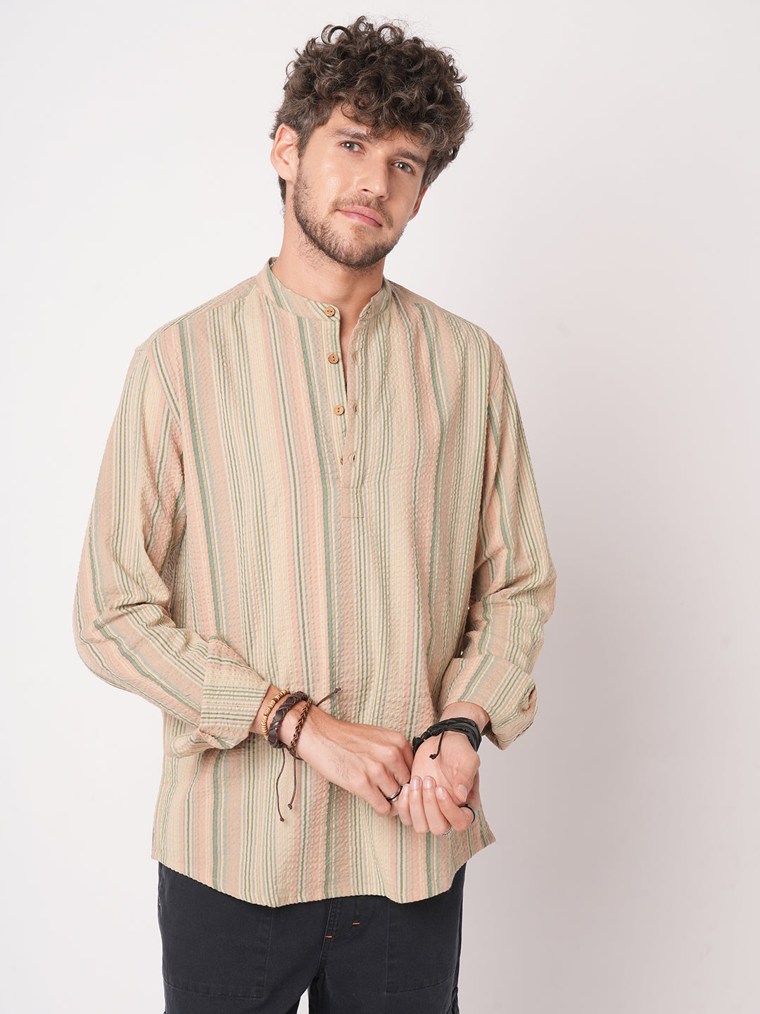 Nomad Stripe Fusion Seersucker Kurta