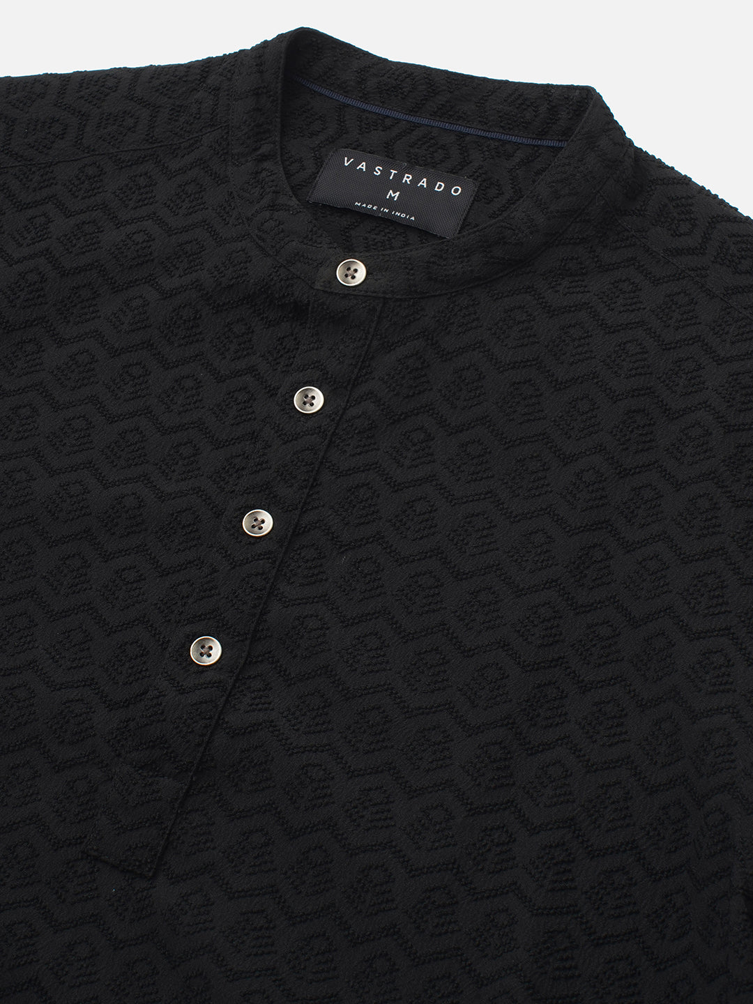 Black Self-Design Textured Kurta