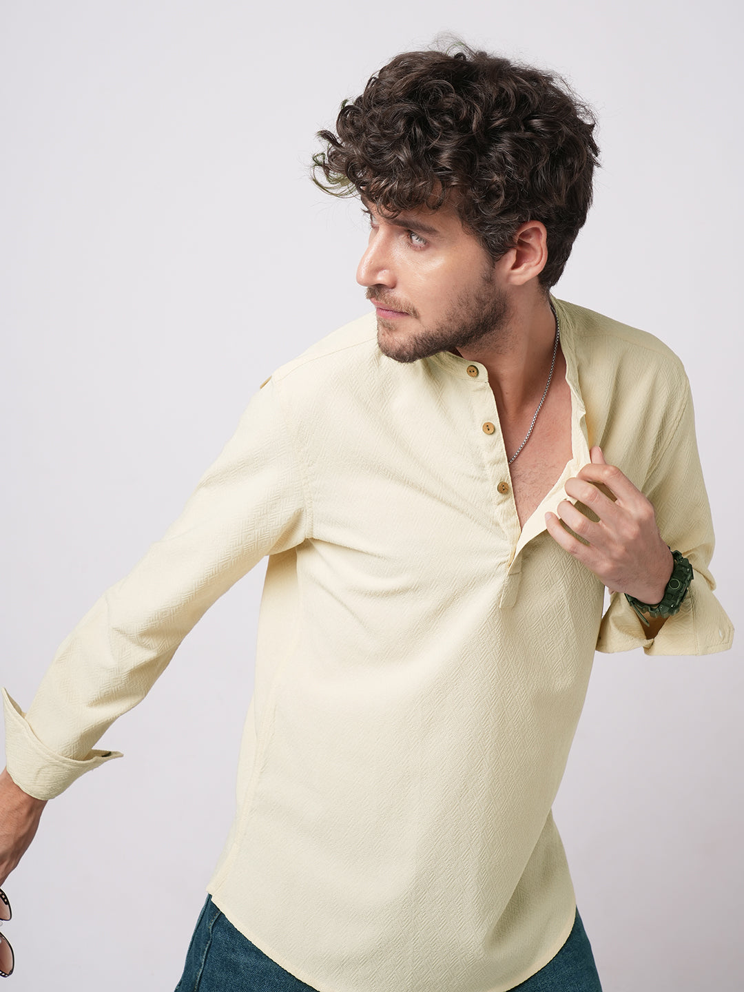 Cream Velisca Textured Kurta
