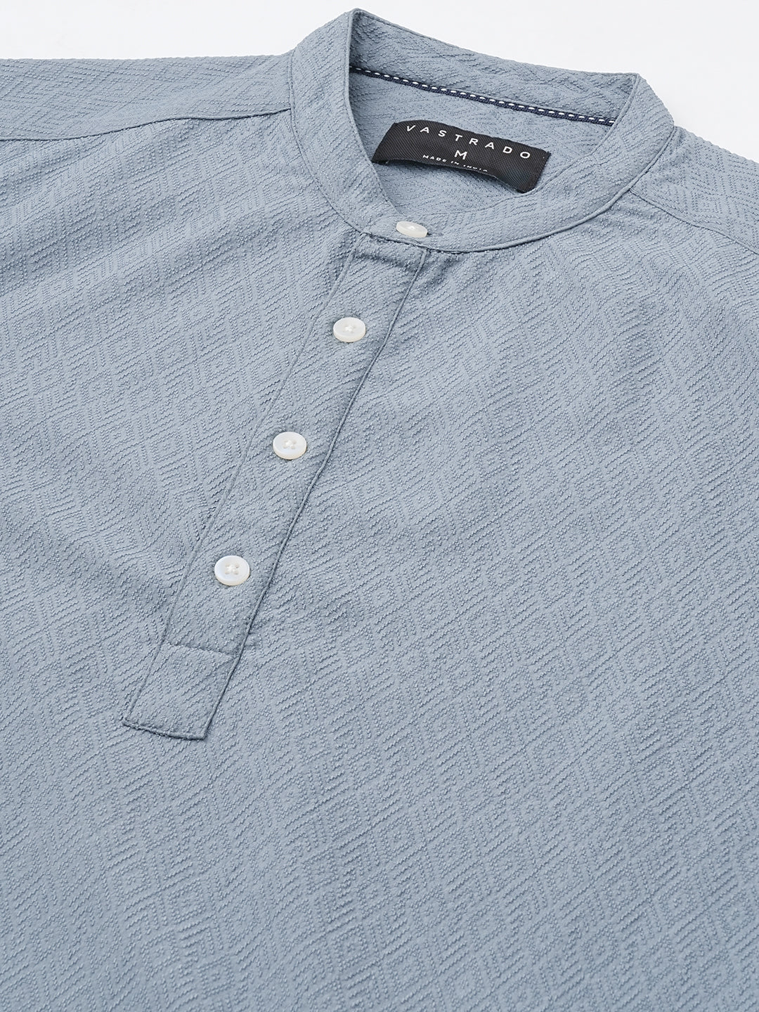 Ocean Blue Lozenge Textured Kurta