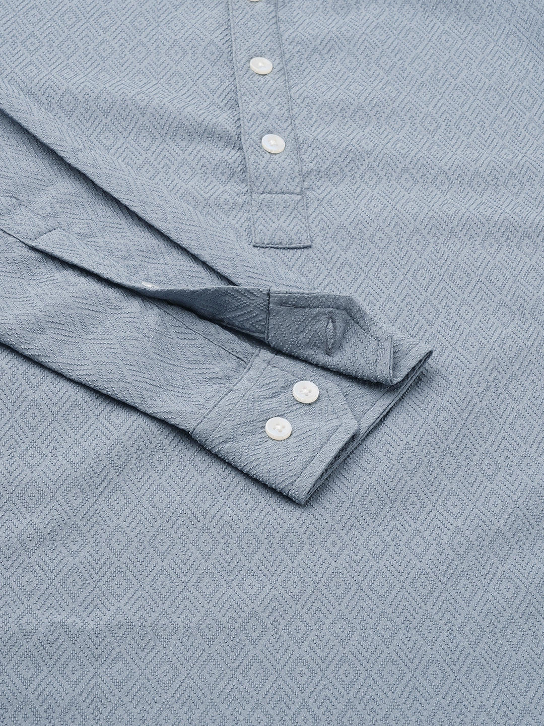 Ocean Blue Lozenge Textured Kurta