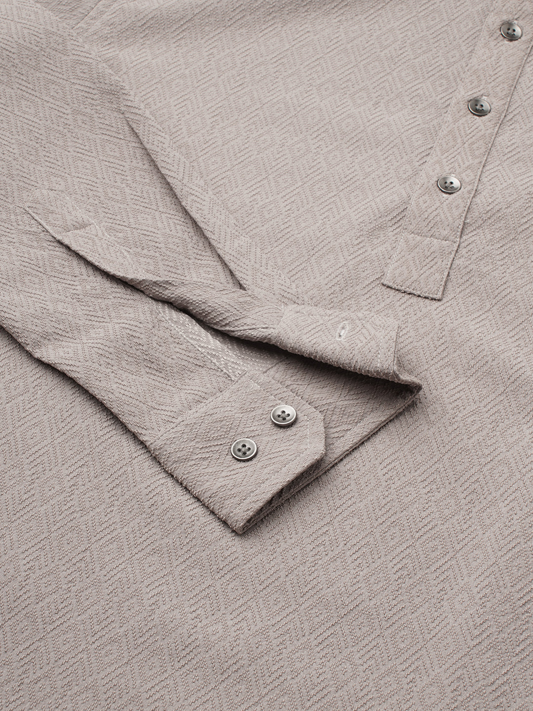 Grey Diamond Weave Textured Kurta