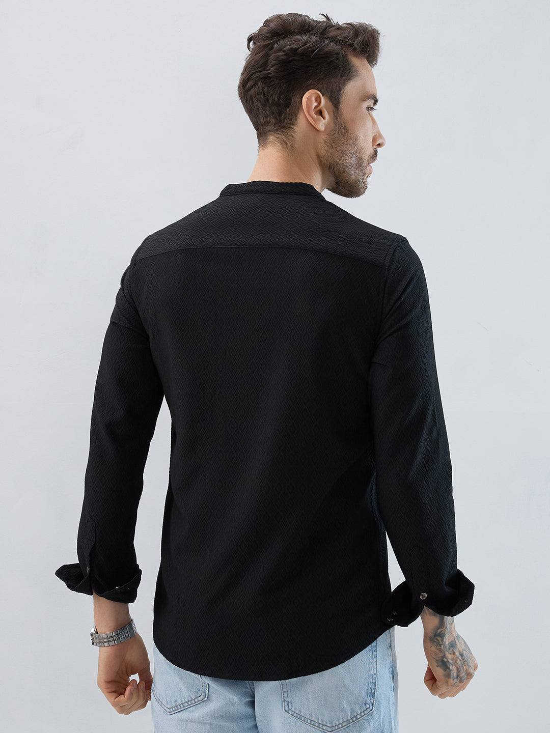 Midnight Black Diamond Textured Kurta