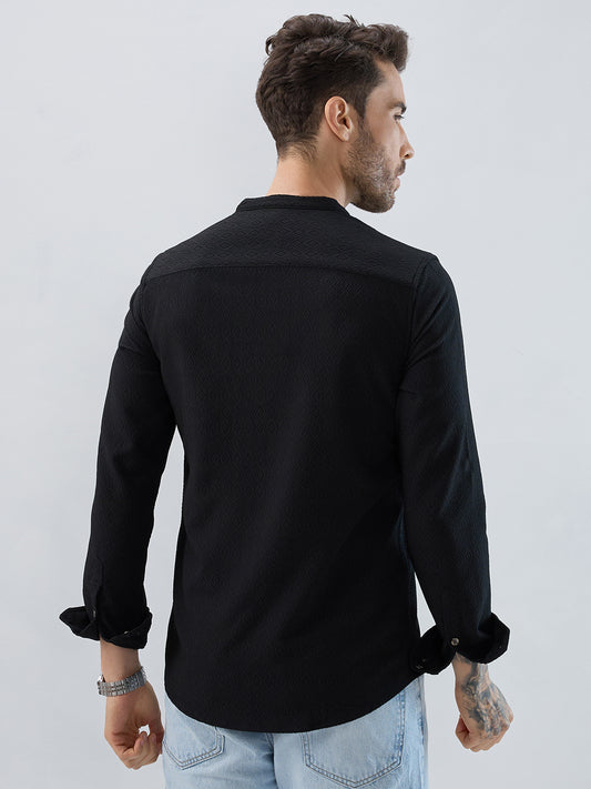 Midnight Black Diamond Textured Kurta