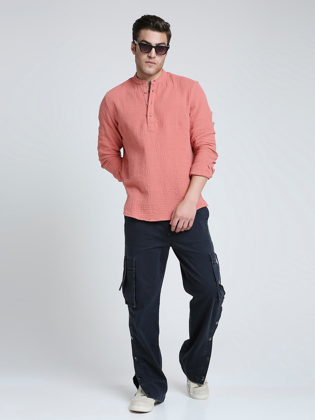 Solid Coral Double Cloth Kurta