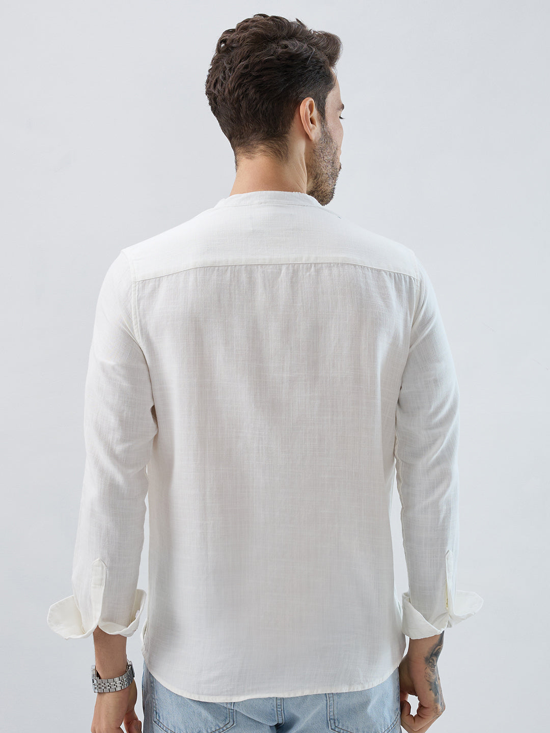 Luna White Slub Textured Everyday Kurta