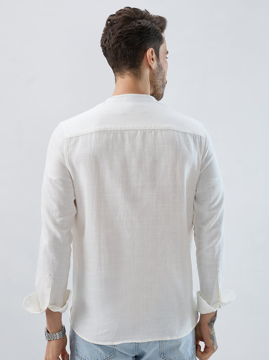 Luna White Slub Textured Everyday Kurta