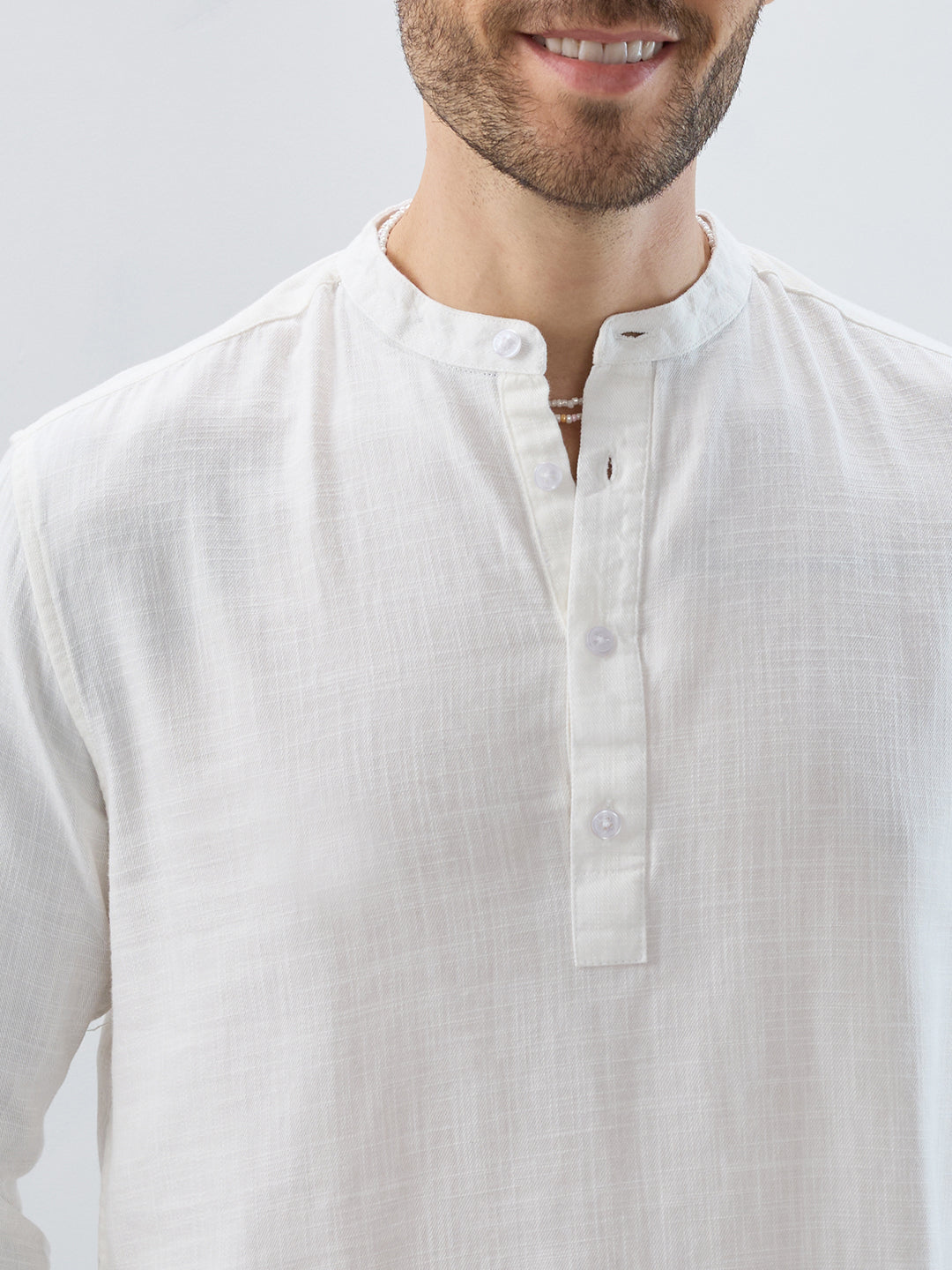 Luna White Slub Textured Everyday Kurta