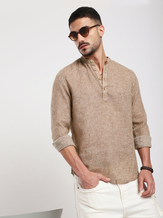 Retro Brown Mini Square Woven Kurta