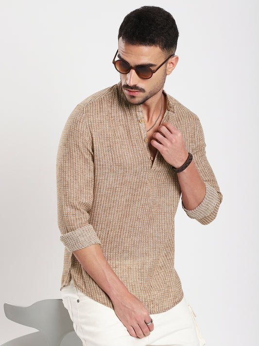 Retro Brown Mini Square Woven Kurta