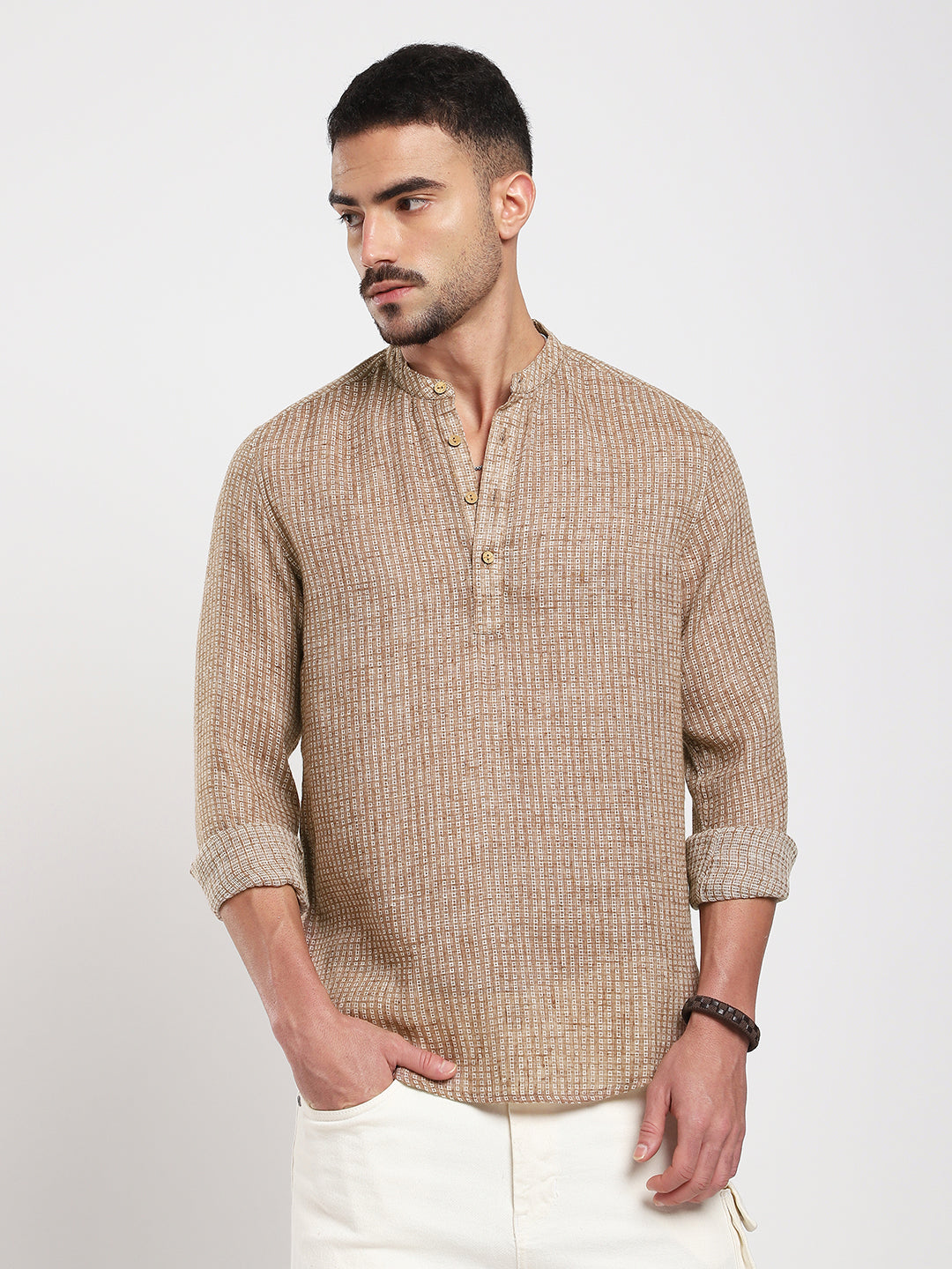 Retro Brown Mini Square Woven Kurta