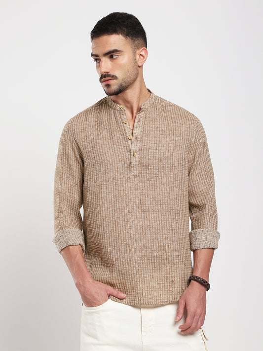 Retro Brown Mini Square Woven Kurta