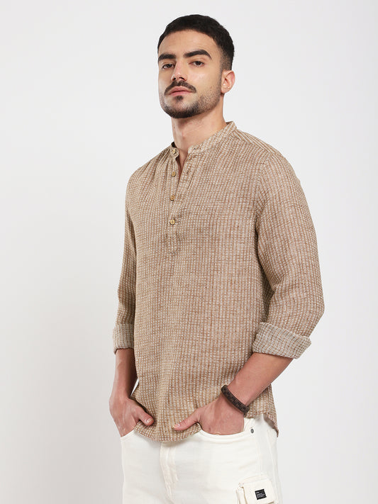 Retro Brown Mini Square Woven Kurta