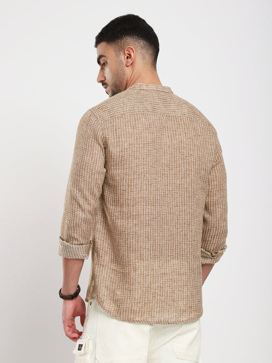 Retro Brown Mini Square Woven Kurta