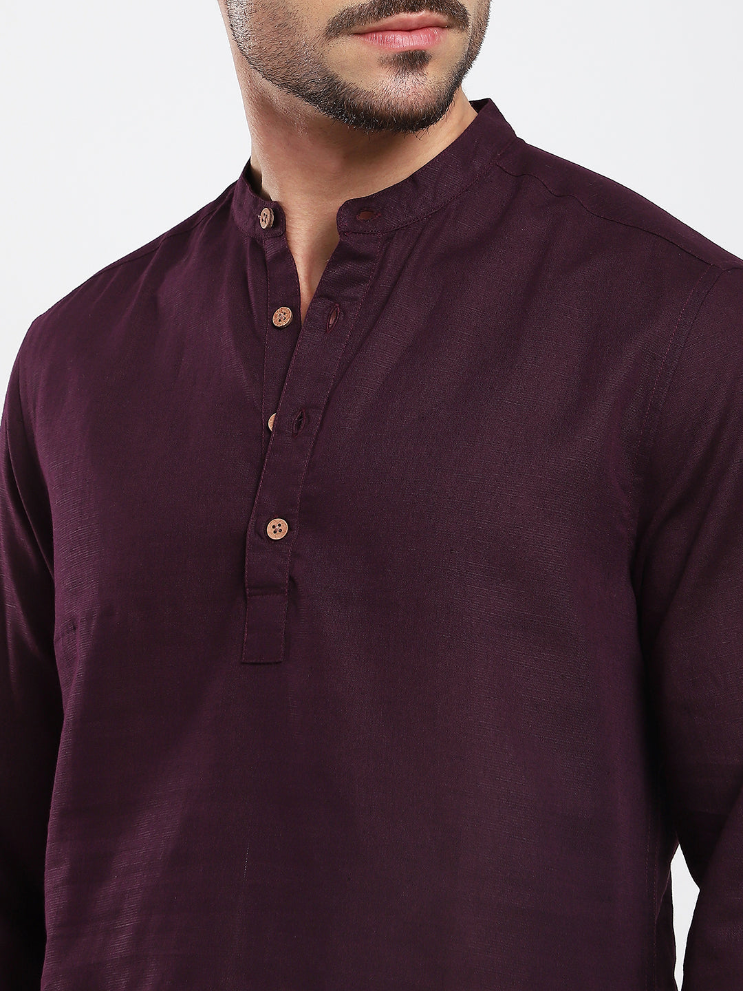 Royal Plum Essence Pure Linen Kurta