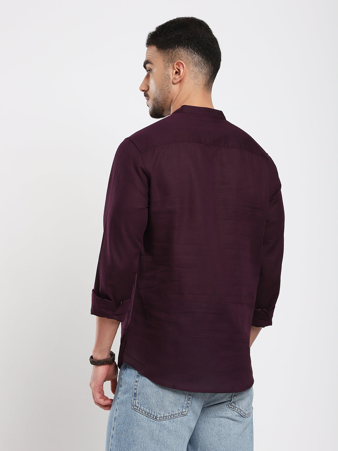 Royal Plum Essence Pure Linen Kurta