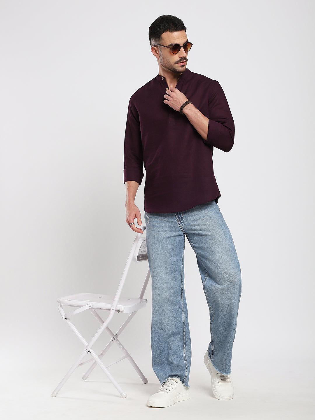 Royal Plum Essence Pure Linen Kurta