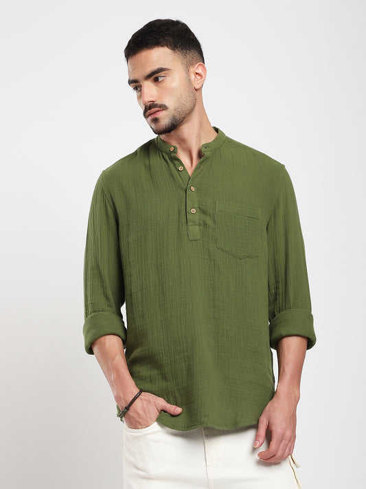 Autumn Olive Double Cloth Kurta