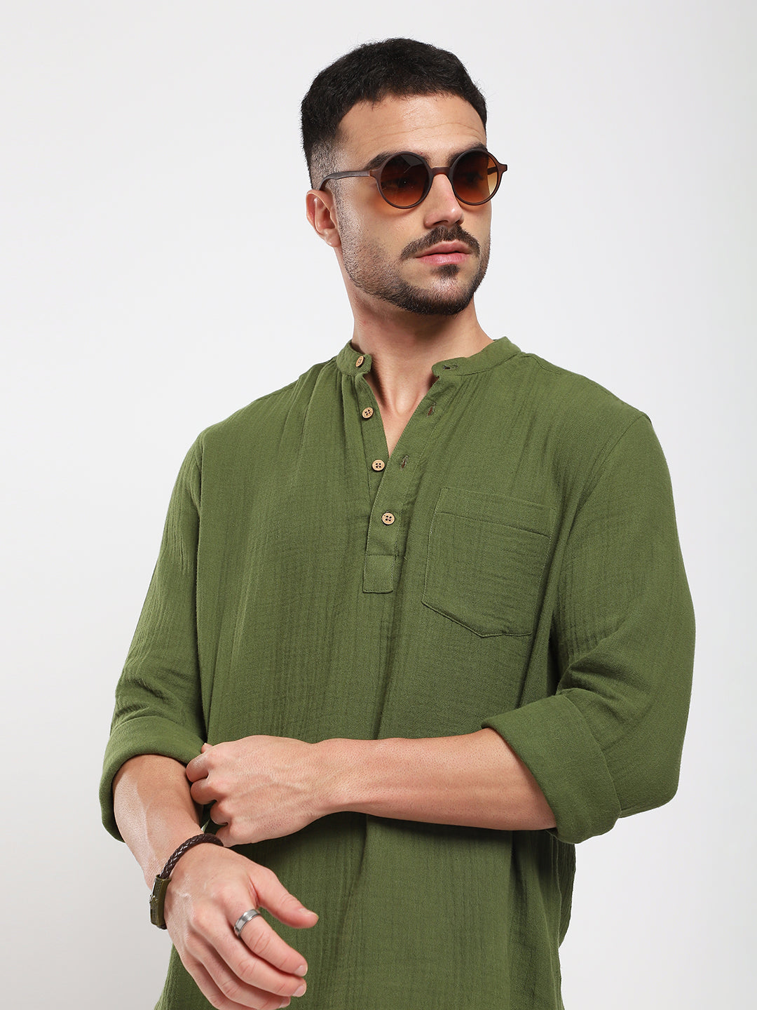 Autumn Olive Double Cloth Kurta
