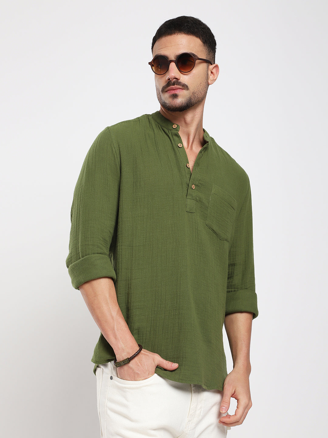 Autumn Olive Double Cloth Kurta