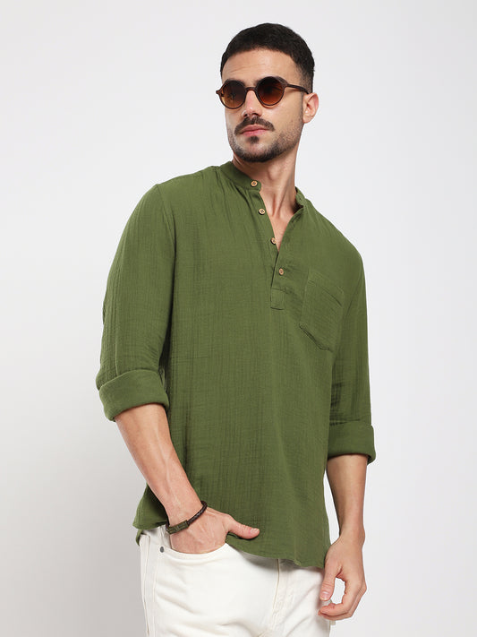 Autumn Olive Double Cloth Kurta