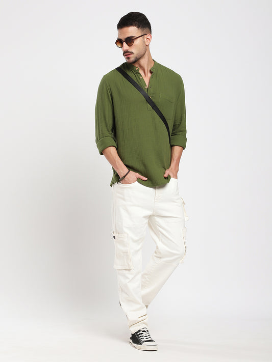 Autumn Olive Double Cloth Kurta