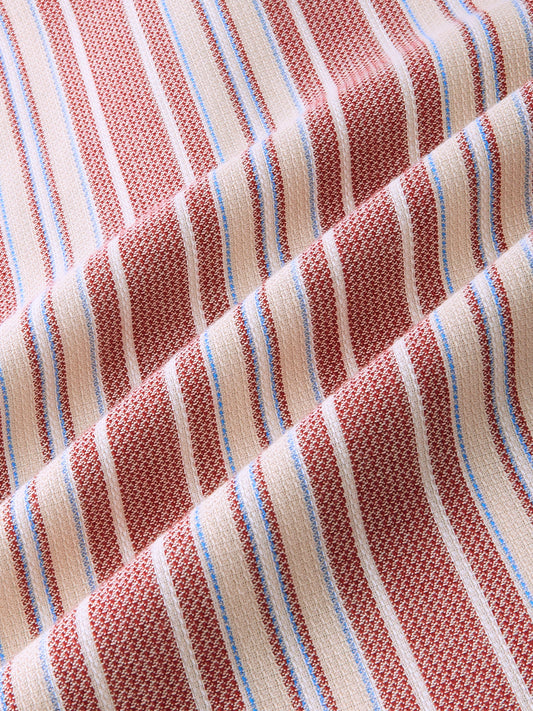 Refined Berry Red Retro Striped Kurta