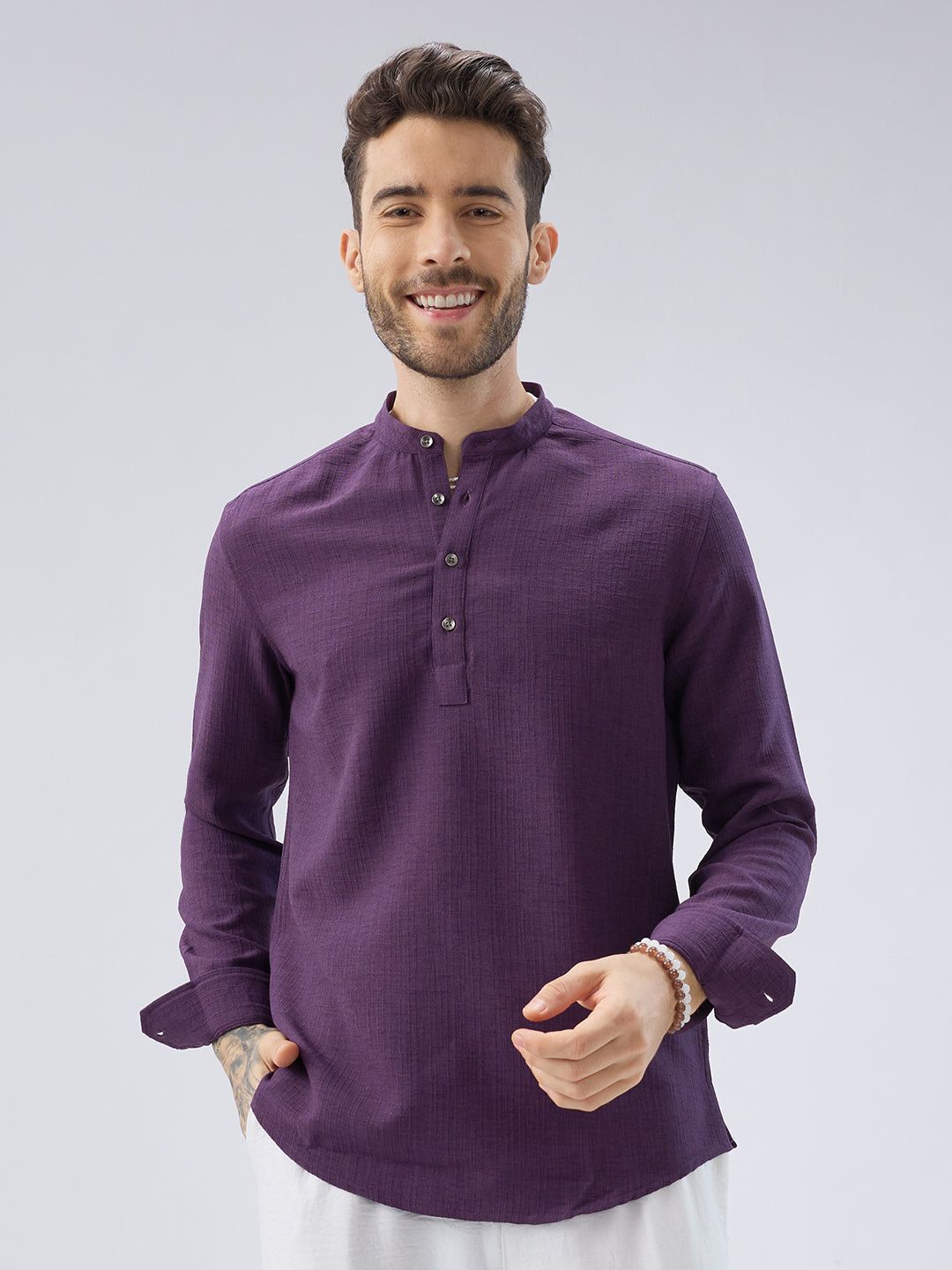 Plum Minimal Textured Kurta