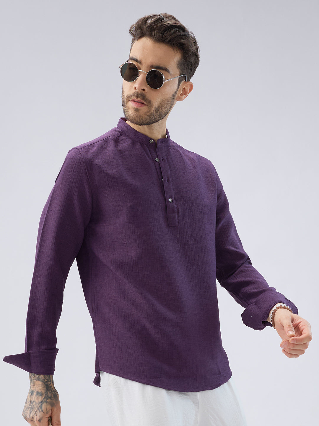 Plum Minimal Textured Kurta