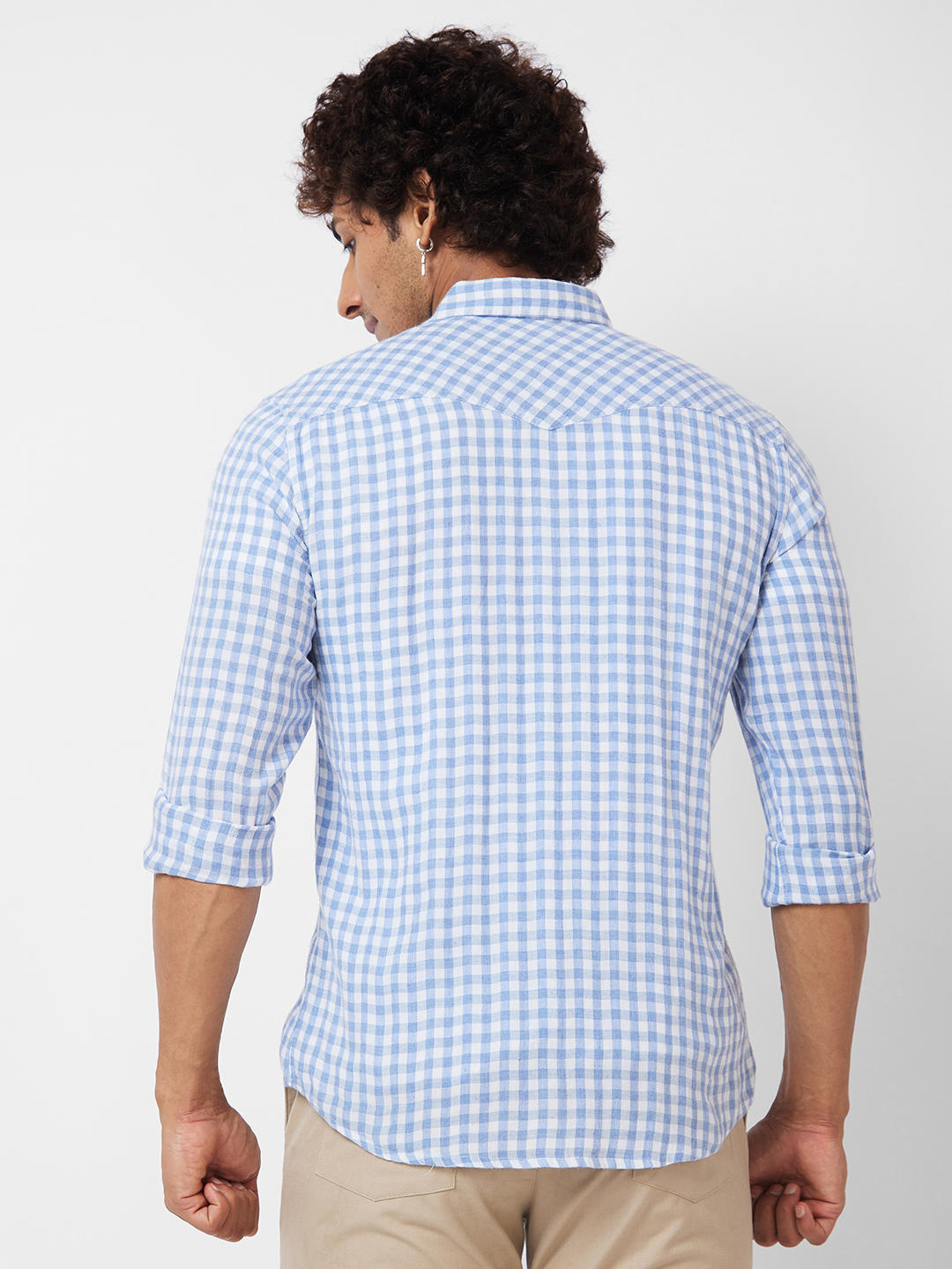 Blue & White Checkered Double Pocket Overshirt