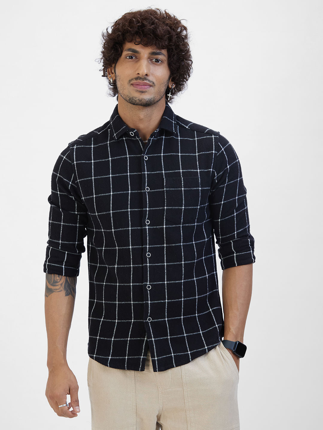 Black Flannel Checked Shirt