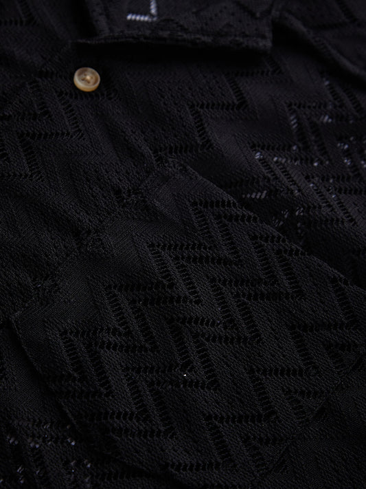 Classy Black Crochet Oversized Shirt